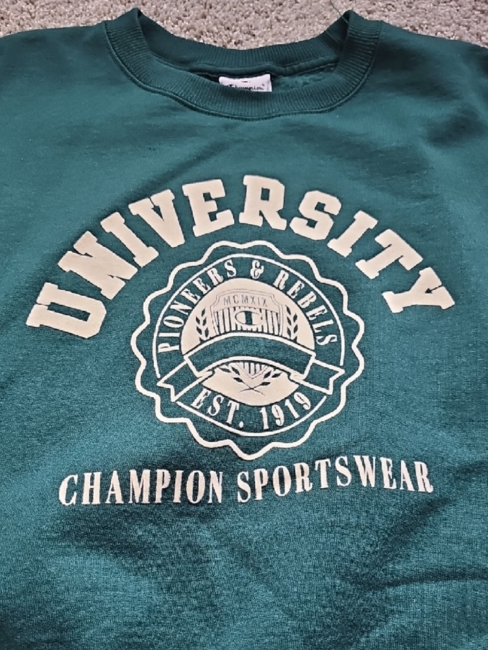 Champion Dark Green University Graphic Crewneck Sweatshirt - Picture 2 of 4